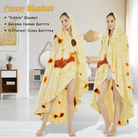 Burritos Tortilla Throw Blanket (Yellow), Novelty Funny Round Blanket for Kids & Adults, Soft Flannel Tortilla Wrap Blanket（36",Baby）