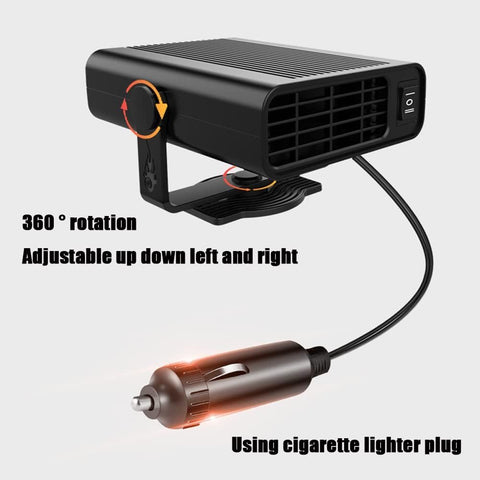 12V 120W Portable Car Heater and Defroster, 2-in-1 Fast Heating & Cooling Fan for Windshield Demisting, 360° Rotatable Auto Warmer for Winter Driving (Black)