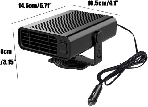 12V 120W Portable Car Heater and Defroster, 2-in-1 Fast Heating & Cooling Fan for Windshield Demisting, 360° Rotatable Auto Warmer for Winter Driving (Black)
