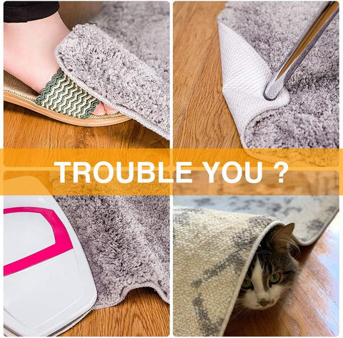 12-Pack Rug Gripper Pads with Micro-Groove Surface for Anti-Slip Stability, Reusable & Residue-Free, Ideal for Entryways, Bathrooms, Kitchens, and Living Rooms (White)