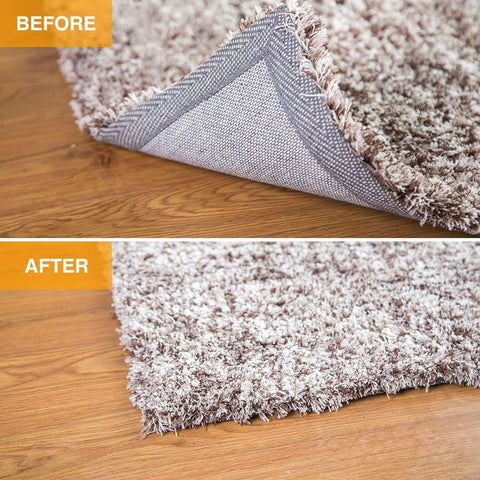 12-Pack Rug Gripper Pads with Micro-Groove Surface for Anti-Slip Stability, Reusable & Residue-Free, Ideal for Entryways, Bathrooms, Kitchens, and Living Rooms (White)