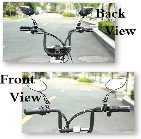 Universal Bike Rear View Mirror, Adjustable Handlebar Rearview Mirror for Motorcycle, E-Bike, Scooter, Mountain Bike, Aluminum Alloy, Wide Angle (Black)