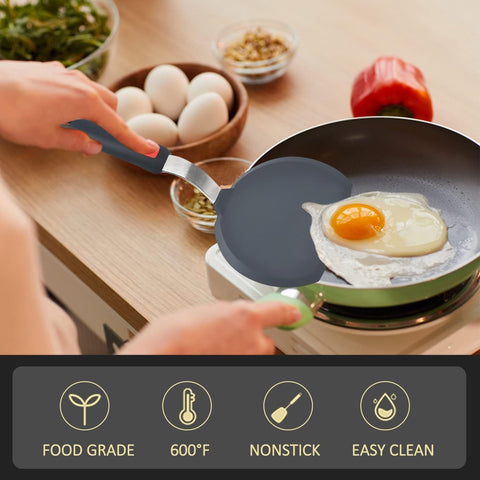 3-Piece Silicone Spatula Set with Stainless Steel Core, 600°F Heat Resistant Turner for Nonstick Cookware, Flexible Kitchen Utensils for Eggs, Fish, Pancakes, Burgers (Black)