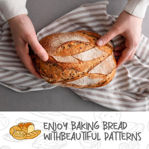 2 Pack Oval Sourdough Proofing Basket Set with Linen Liner, Natural Rattan Bread Fermentation Bowl for Artisan Baking, Splinter-Free Dough Rising Basket for Home Bakers (10 inch,Beige)