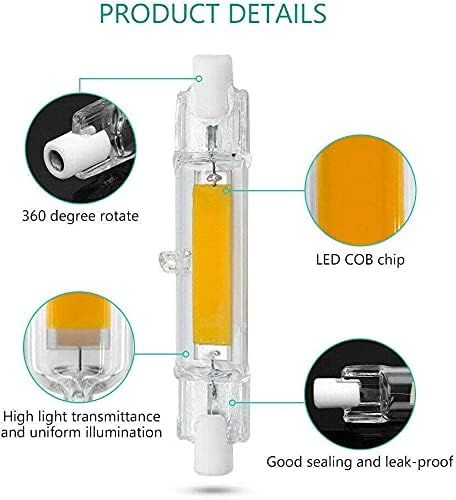 2PCS 10W R7S LED COB Bulb, Dimmable 78mm Double-Ended J-Type T3 Lamp, 100W Halogen Equivalent, 1000LM 6000K Daylight for Floodlight & Landscape Lighting (Yellow)