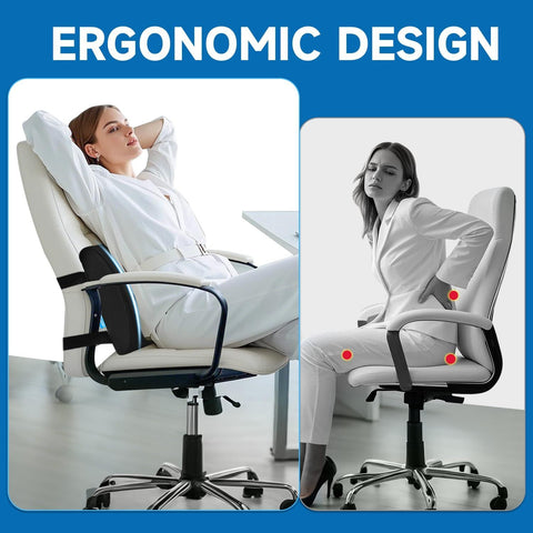 Ergonomic Lumbar Support Cushion with Premium Memory Foam Core, 3D Ventilated Mesh Cover, Dual Adjustable Straps, and Removable Washable Sleeve—Ideal for Office Chairs, Gaming Seats, Cars, and Dining Chairs (Black)