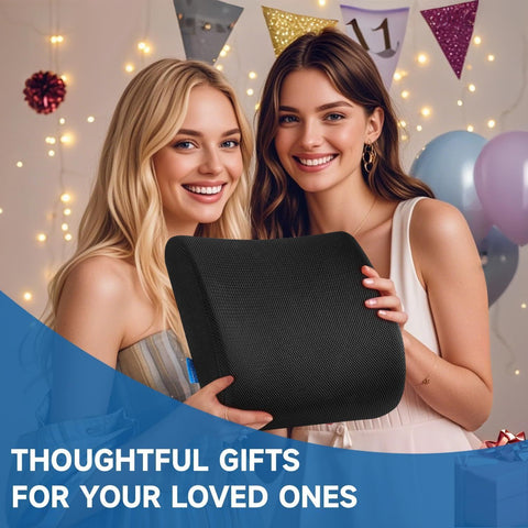 Ergonomic Lumbar Support Cushion with Premium Memory Foam Core, 3D Ventilated Mesh Cover, Dual Adjustable Straps, and Removable Washable Sleeve—Ideal for Office Chairs, Gaming Seats, Cars, and Dining Chairs (Black)