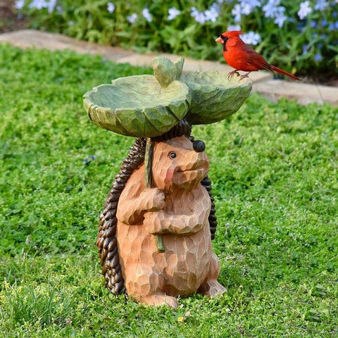 Resin Bird Bath Statue for Garden, Outdoor Decorative Bird Feeder & Water Fountain, Whimsical Yard Sculpture for Patio & Lawn(Treehouse)