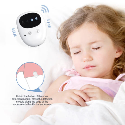 Wireless Bedwetting Alarm for Kids & Adults – Reusable Urine Sensor with Vibration & Sound Alert, No Wires, Easy Clip Design, USB Charging (White)
