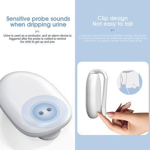 Wireless Bedwetting Alarm for Kids & Adults – Reusable Urine Sensor with Vibration & Sound Alert, No Wires, Easy Clip Design, USB Charging (White)