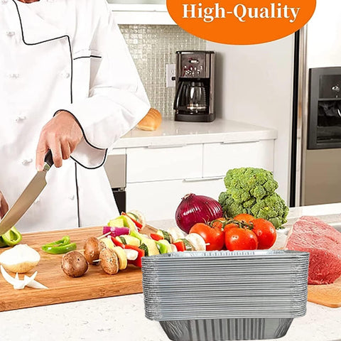 10 Pack Heavy-Duty Disposable Aluminum Foil Pans for Baking, Grilling & Catering – Extra Thick Rectangular Trays for Oven, BBQ & Steam Table Use (Silver)