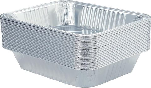 20 Pack Heavy-Duty Disposable Aluminum Foil Pans for Baking, Grilling & Catering – Extra Thick Rectangular Trays for Oven, BBQ & Steam Table Use (Silver)
