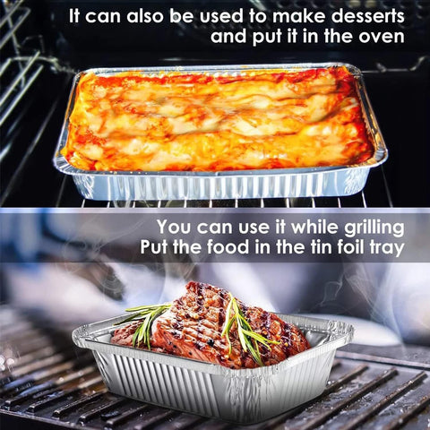 20 Pack Heavy-Duty Disposable Aluminum Foil Pans for Baking, Grilling & Catering – Extra Thick Rectangular Trays for Oven, BBQ & Steam Table Use (Silver)