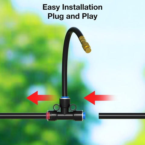 200Ft 1/4" Drip Irrigation System,Garden Irrigation Kit with 32pcs Adjustable Copper Nozzles,Automatic Atomizing Watering System for Outdoor Plants,Raised Bed,Yard,Potted Plant,Lawn