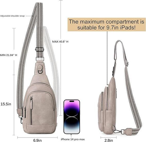 Grey Faux Leather Sling Bag: Unisex, Spacious, Reversible Crossbody for Aussies