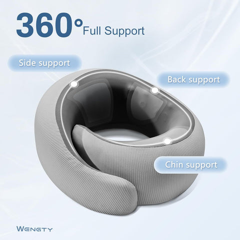 Travel Pillows for Airplanes,Memory Foam Neck Pillow for Traveling,Smooth & Cooling Fabric Plane Pillow for Long Flight,Ideal for Travels,Airplanes,Offices,Cars (Gray, Standard-Broad Fit)