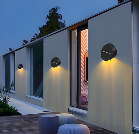 Solar Outdoor Wall Lights (2-Pack): IP44 Waterproof LED Sconces for Garden, Patio & Pathway Lighting（Warm light）