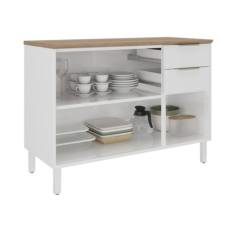 Base Kitchen Steel Cabinet/Cupboard with 3 Doors + 2 Drawers - Renova White Flat Pack DIY