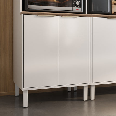 Base Kitchen Steel Cabinet/Cupboard with 3 Doors + 2 Drawers - Renova White Flat Pack DIY