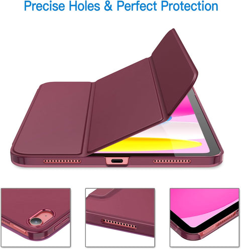 iPad (A16) 11th/10th Generation Case, Slim Stand Hard Back Cover with Auto Wake/Sleep Function, Burgundy