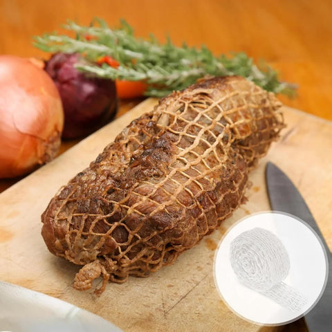 16.4ft Meat Netting Roll, Size 18, Elastic Smoked Meat Beef Poultry Ham Netting Cooking Meat Twine Net Cooked Food Mesh Bag for Meat Cooking or Drying Sausage Making