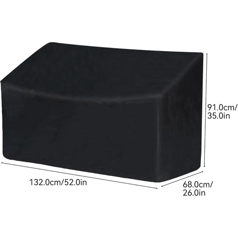 Outdoor Bench Cover, 52" W x 26" D x 35" H 2-Seater Patio Bench Cover Waterproof, 210D Heavy Duty Outdoor Furniture Cover for Garden Patio Loveseat, Bench(Black)