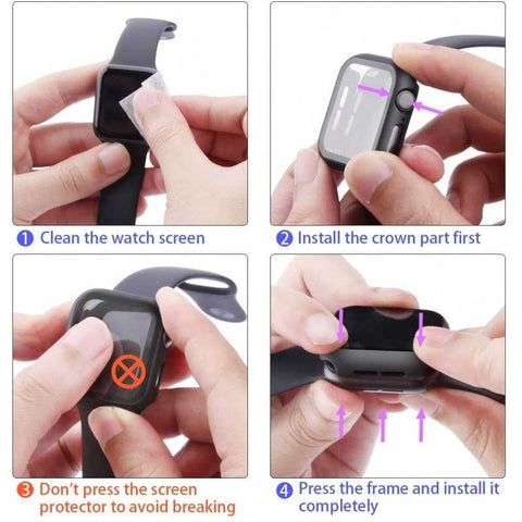 Compatible with Apple Watch 40mm Shockproof Case and 9H Tempered Glass 2-Pack Rose Gold