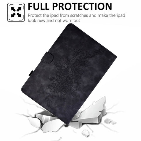 Compatible with Samsung Galaxy Tab A 10.1 2016 T580 T585 Shockproof Case Black Pu Leather Butterfly Floral Pattern Samsung