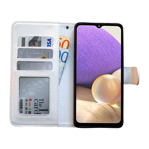 Compatible with Samsung Galaxy A32 5G Leather Case Protection White Max White