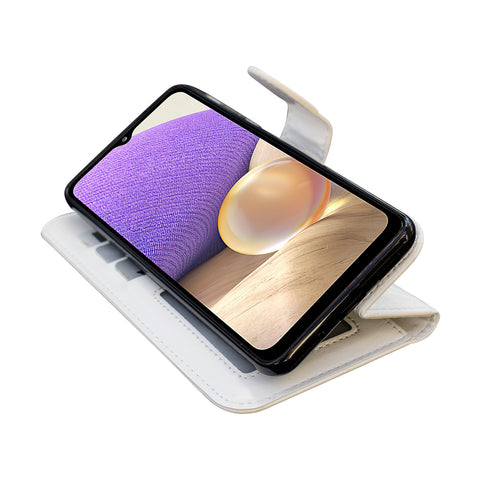 Compatible with Samsung Galaxy A32 5G Leather Case Protection White Max White