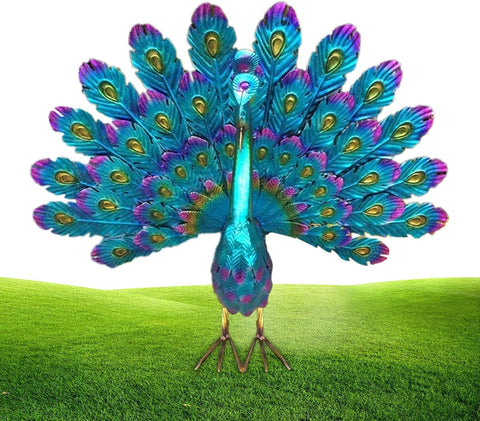 Metal Peacock Garden Decoration Weatherproof Outdoor Figurine
