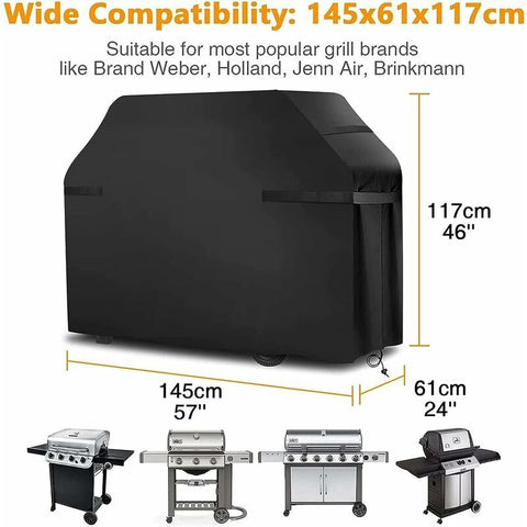 Heavy-Duty Waterproof Grill Cover with Straps and Storage Bag 145x61x117cm