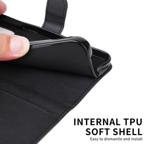 Xiaomi Redmi A5 4G Leather Wallet Case with Card Slots, PU Leather Cover, MGF Black Color, Compatible with Xiaomi