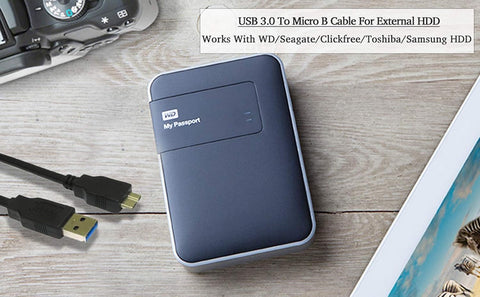 USB 3.0 Cable WD Seagate Toshiba Samsung PortablCompatible with e Hard Drives, A to Micro-B Cable 1m