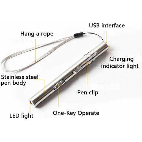 3 Pack Nurse Pen Light Medical Pen Light Usb Rechargeable LED Flashlight Stainless Steel Torch For Doctors Students