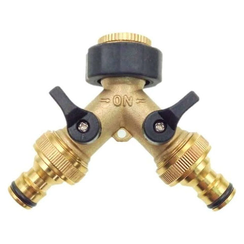 2 Way Y-Shaped Diverter For 3/4" Supply Hose With Separate On/Off Valve For Home Kitchen Garden Outdoor