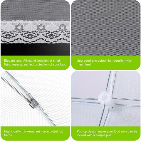 6 pcs Foldable Food Cover Anti-Fly Mesh Food Cover Tent Umbrella Anti-Insect Protection For Bbq Picnic Food,1 Large