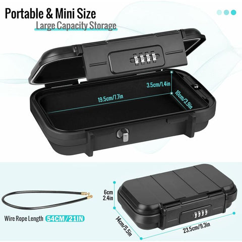 Portable Safe Box Mini Travel Safe Box Waterproof Anti-Theft With Detachable Metal Cable For Home, Office, Hotel,