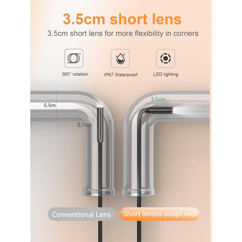Endoscope Camera, 1080P Hd Endoscope, 2.4 Inch Ips Screen Pipe Inspection Camera, Ip67 Waterproof Camera, 5M Semi-Rigid