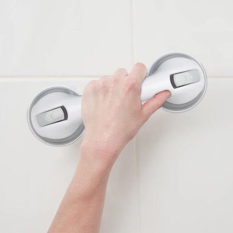 Suction Cup Handle, 2 pcs Set, Shower & Bath Grab Bar, 25 Kg, For Elderly, Wall, In White/Grey