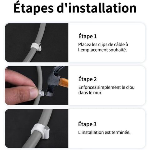 400 pcs Steel Cable Clips Wall Mounted - Various  - Strong - Durable - White - ROund - 400 6Mm - Cable Management
