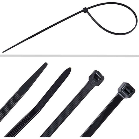 700 Piece Black Nylon Cable Ties, Lengths 4"/ 6"/ 8"/ 10"/ 12"