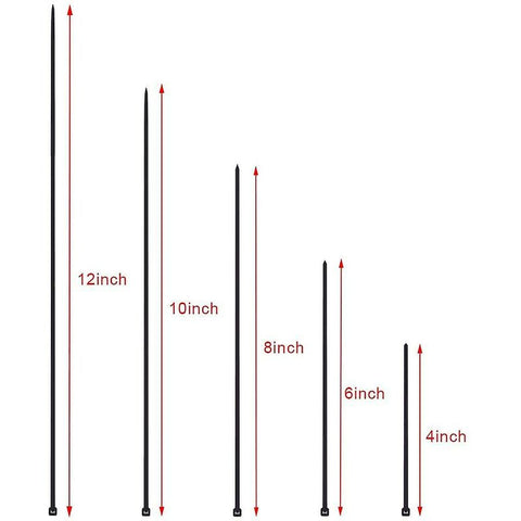 700 Piece Black Nylon Cable Ties, Lengths 4"/ 6"/ 8"/ 10"/ 12"