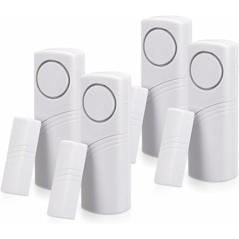 Door And Window Alarm - Pack Of 4 Wireless Intruder Alarms - Home Security Against Burglary - Magnetic Operation - 90 Db