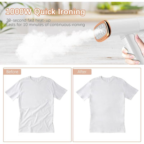 Garment Steamer, Mini Portable Iron, 30S Fast Heat-Up, 1000W, 120Ml, Travel Steamer With Brush And Measuring Cup -