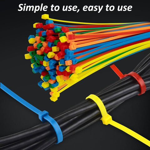 500 Pieces Colorful Plastic Cable Ties 200Mm X 2.8Mm Self-Locking Nylon Electrical Cable Ties For Gardening Cable