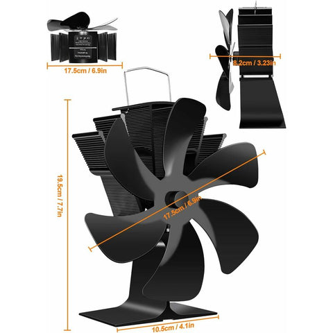 Wood Stove Fan 6 Blades Heat Powered Fireplace Fan Quiet Fan With Overheat Protection For Wood Burning Stove Gas