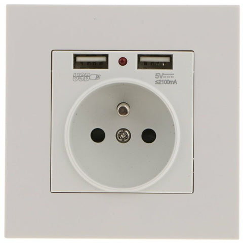 Sharplace Wall Socket, Wall Socket, Dual Usb 5V/2100Ma, 2 Port Usb Socket Convenient And Easy To Manage
