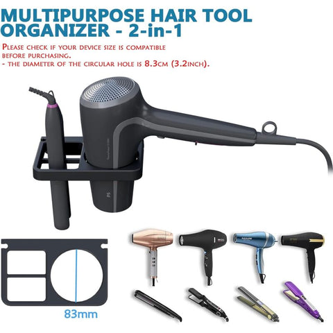 Hair Dryer & Hair Straightener Holders, Universal Wall Mount Organizer Accessories