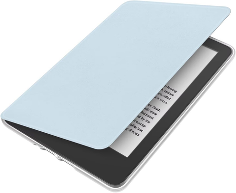 360° Rotating & Detachable Magnetic Case for 7" Kindle Paperwhite 12th Generation (2024)  – Auto Wake/Sleep, Hands-Free Stand, Clear Back Cover(Light blue)